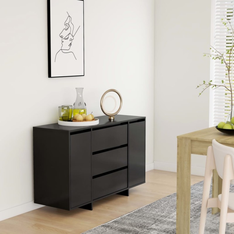 vidaXL Aparador con 3 cajones madera contrachapada negro 120x41x75 cm vidaXL Aparador con 3 cajones madera contrachapada negro 120x41x75 cm