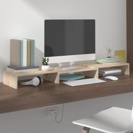 vidaXL Soporte para monitor madera maciza de pino 80x24x10,5 cm