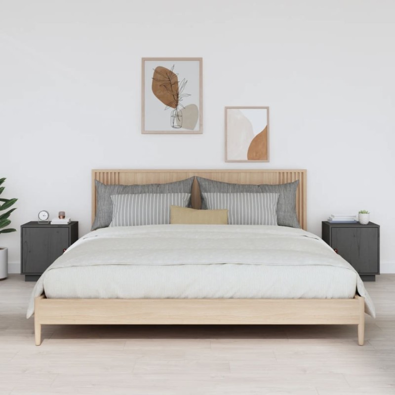 vidaXL Mesitas de noche 2 uds madera maciza pino gris 40x34x45 cm vidaXL Mesitas de noche 2 uds madera maciza pino gris 40x34x45 cm
