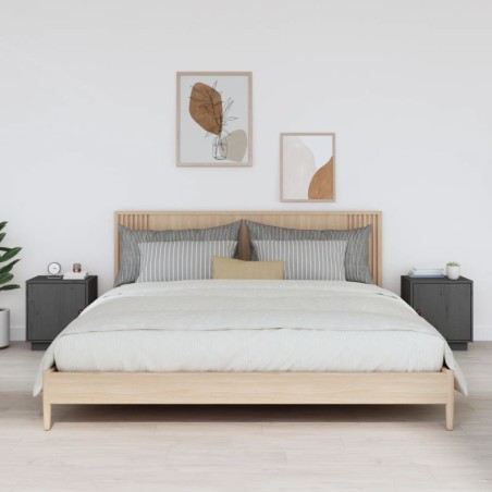vidaXL Mesitas de noche 2 uds madera maciza pino gris 40x34x45 cm
