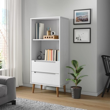 vidaXL Librería MOLDE madera maciza de pino blanco 60x35x133,5 cm