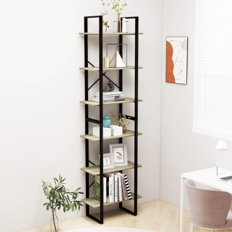 vidaXL Estantería de madera contrachapada roble Sonoma 60x30x210 cm vidaXL Estantería de madera contrachapada roble Sonoma 60x30x210 cm