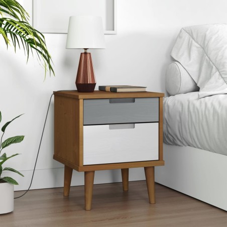 vidaXL Mesita de noche MOLDE madera maciza de pino marrón 40x35x48 cm