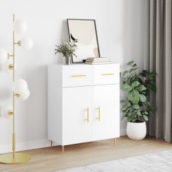 vidaXL Aparador de madera contrachapada blanco brillante 69,5x34x90 cm