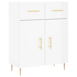 vidaXL Aparador de madera contrachapada blanco brillante 69,5x34x90 cm