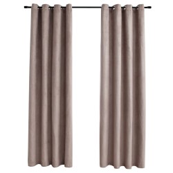 vidaXL Cortinas opacas con anillas de metal 2 pzs gris topo 140x175 cm