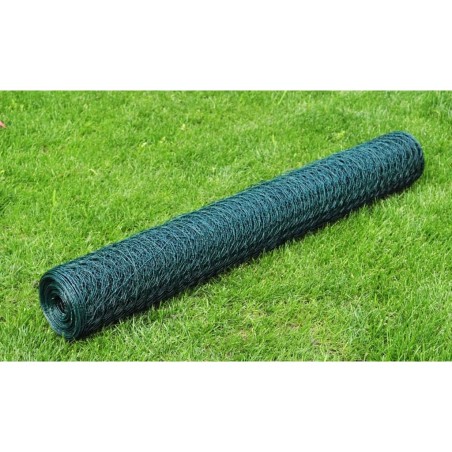vidaXL Alambrada galvanizada con revestimiento de PVC verde 25x0,5 m