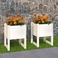 vidaXL Jardinera 2 unidades madera maciza de pino blanco 40x40x52,5 cm