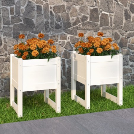 vidaXL Jardinera 2 unidades madera maciza de pino blanco 40x40x52,5 cm