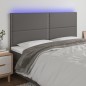 vidaXL Cabecero con luces LED cuero sintético gris 160x5x118/128 cm vidaXL Cabecero con luces LED cuero sintético gris 160x5x118/128 cm