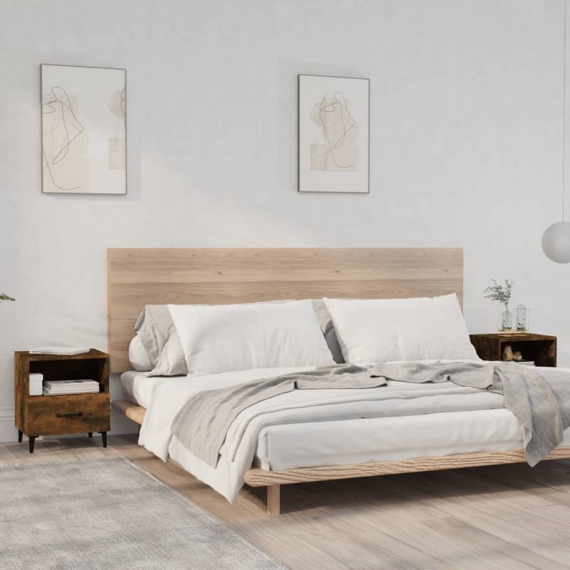 vidaXL Mesita de noche 2 uds madera contrachapada color roble ahumado vidaXL Mesita de noche 2 uds madera contrachapada color roble ahumado