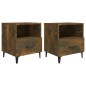 vidaXL Mesita de noche 2 uds madera contrachapada color roble ahumado vidaXL Mesita de noche 2 uds madera contrachapada color roble ahumado