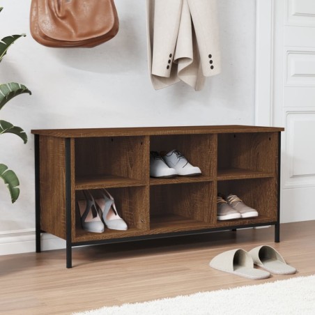 vidaXL Mueble zapatero madera contrachapada roble marrón 100x35x50 cm