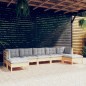 vidaXL Juego de muebles de jardín 7 pzas y cojines madera pino gris vidaXL Juego de muebles de jardín 7 pzas y cojines madera pino gris