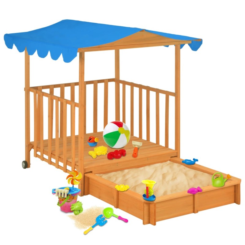 vidaXL Casa de juegos para niños con arenero madera abeto azul UV50 vidaXL Casa de juegos para niños con arenero madera abeto azul UV50