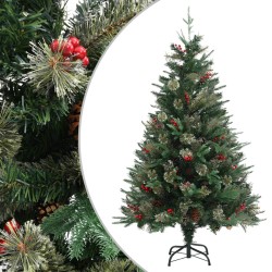 vidaXL Árbol de Navidad con piñas verde PVC y PE 120 cm