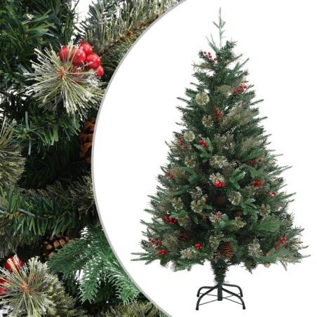 vidaXL Árbol de Navidad con piñas verde PVC y PE 120 cm