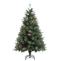 vidaXL Árbol de Navidad con piñas verde PVC y PE 120 cm