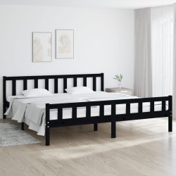 vidaXL Estructura de cama de madera maciza negra 160x200 cm