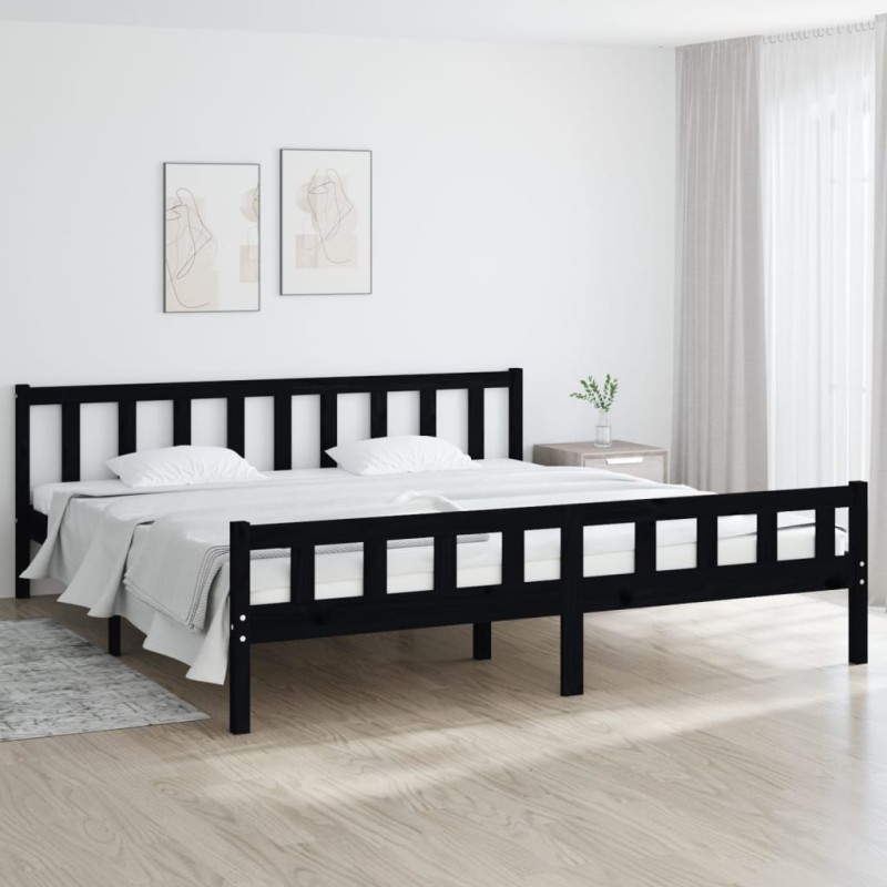 vidaXL Estructura de cama de madera maciza negra 160x200 cm vidaXL Estructura de cama de madera maciza negra 160x200 cm