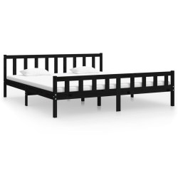 vidaXL Estructura de cama de madera maciza negra 160x200 cm