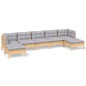 vidaXL Juego de muebles de jardín 7 pzas y cojines madera pino gris vidaXL Juego de muebles de jardín 7 pzas y cojines madera pino gris