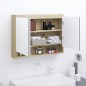vidaXL Armario de baño con espejo MDF blanco y roble 80x15x60 cm vidaXL Armario de baño con espejo MDF blanco y roble 80x15x60 cm