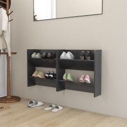 vidaXL Zapateros de pared 2 uds madera contrachapada gris 60x18x60 cm