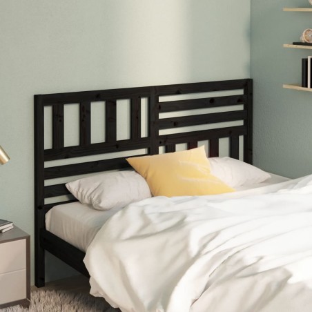 vidaXL Cabecero de cama madera maciza de pino negro 146x4x100 cm