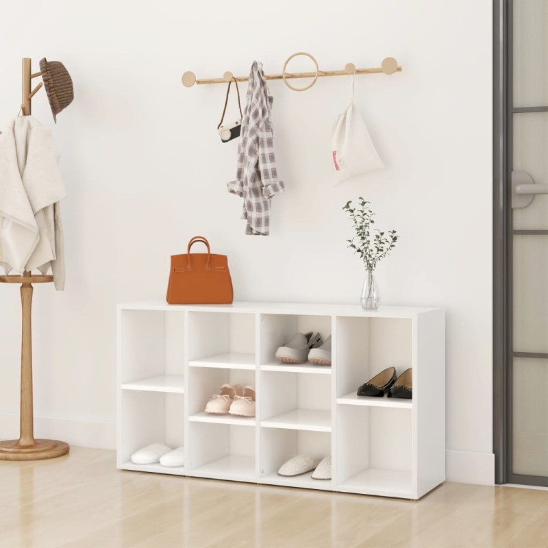 vidaXL Banco zapatero de madera contrachapada blanco 103x30x54,5 cm vidaXL Banco zapatero de madera contrachapada blanco 103x30x54,5 cm