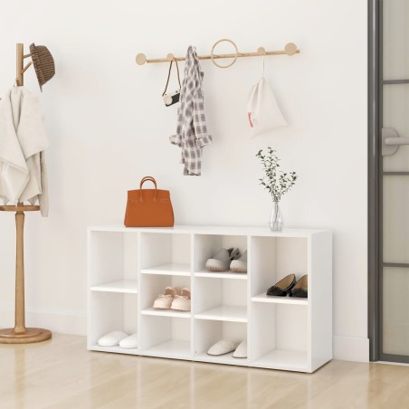 vidaXL Banco zapatero de madera contrachapada blanco 103x30x54,5 cm