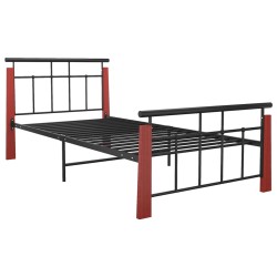 vidaXL Estructura de cama metal y madera maciza de roble 90x200 cm