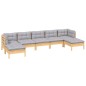 vidaXL Juego de muebles de jardín 7 pzas y cojines madera pino gris vidaXL Juego de muebles de jardín 7 pzas y cojines madera pino gris