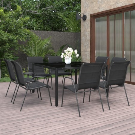 vidaXL Juego de comedor de jardín 9 piezas acero
