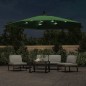 vidaXL Sombrilla voladiza con luces LED y poste de metal 350 cm verde vidaXL Sombrilla voladiza con luces LED y poste de metal 350 cm verde