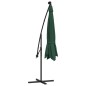 vidaXL Sombrilla voladiza con luces LED y poste de metal 350 cm verde vidaXL Sombrilla voladiza con luces LED y poste de metal 350 cm verde