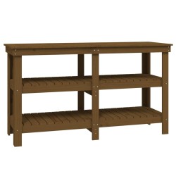 vidaXL Banco de trabajo madera maciza pino marrón miel 142,5x50x80 cm
