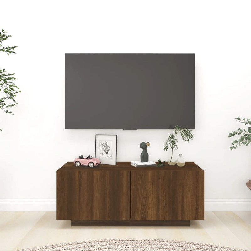 vidaXL Mueble TV madera contrachapada color marrón roble 100x35x40 cm vidaXL Mueble TV madera contrachapada color marrón roble 100x35x40 cm