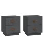 vidaXL Mesitas de noche 2 uds madera maciza pino gris 40x34x45 cm vidaXL Mesitas de noche 2 uds madera maciza pino gris 40x34x45 cm