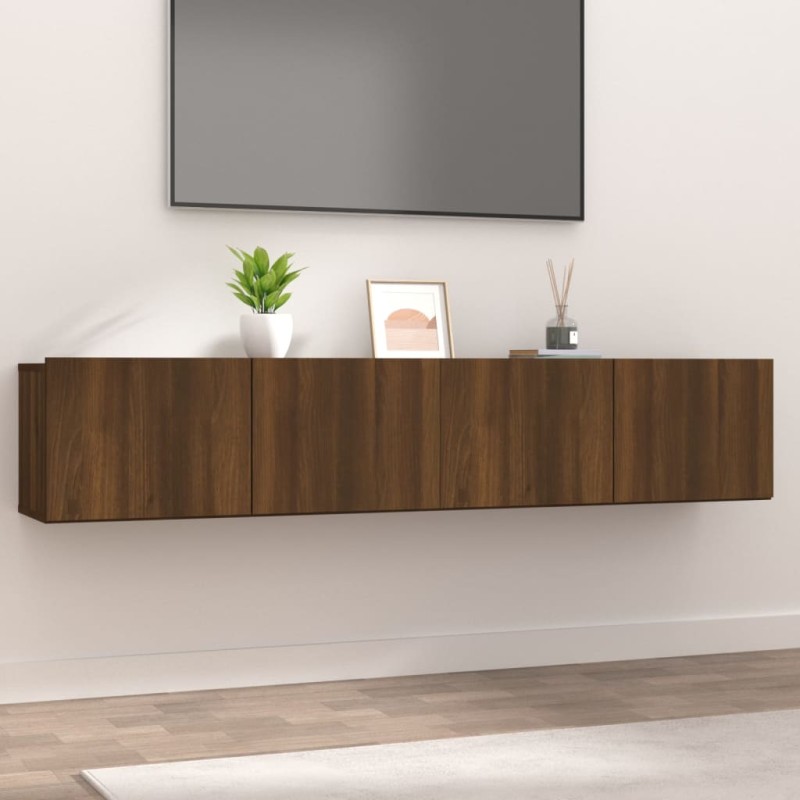 vidaXL Muebles TV 2 uds madera contrachapada roble marrón 80x30x30 cm
