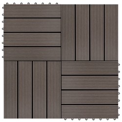 vidaXL Baldosas de porche de WPC 30x30 cm 1 m² marrón oscuro 11 uds