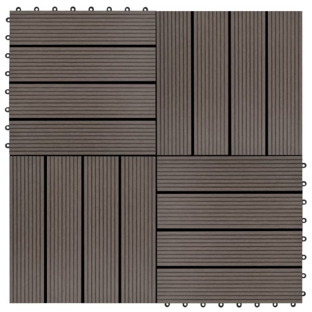 vidaXL Baldosas de porche de WPC 30x30 cm 1 m² marrón oscuro 11 uds