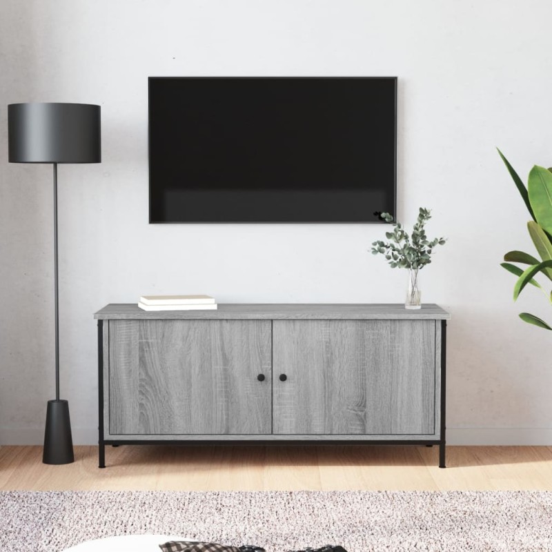 vidaXL Mueble TV con puertas contrachapada gris Sonoma 102x35x45 cm vidaXL Mueble TV con puertas contrachapada gris Sonoma 102x35x45 cm