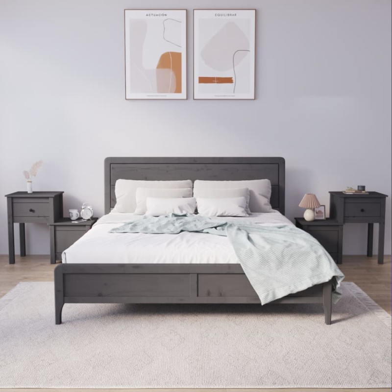 vidaXL Mesitas de noche 2 uds madera de pino gris 79,5x38x65,5 cm vidaXL Mesitas de noche 2 uds madera de pino gris 79,5x38x65,5 cm