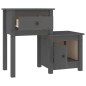 vidaXL Mesitas de noche 2 uds madera de pino gris 79,5x38x65,5 cm vidaXL Mesitas de noche 2 uds madera de pino gris 79,5x38x65,5 cm