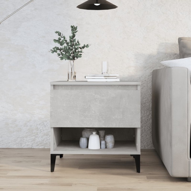 vidaXL Mesa auxiliar de madera contrachapada gris hormigón 50x46x50 cm vidaXL Mesa auxiliar de madera contrachapada gris hormigón 50x46x50 cm
