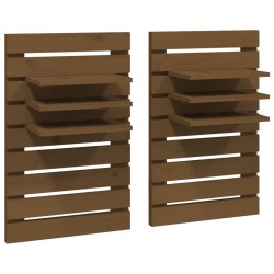 vidaXL Estantes mesitas pared 2 uds madera maciza de pino marrón miel