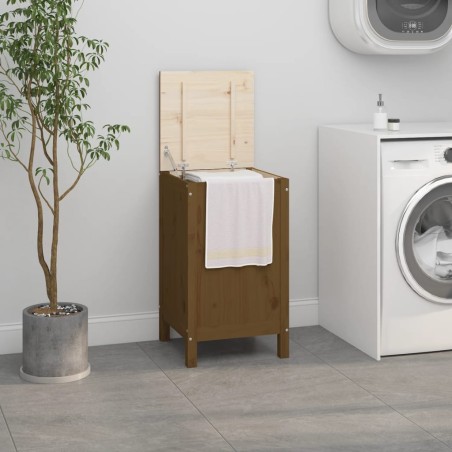 vidaXL Baúl para colada madera maciza pino marrón miel 44x44x76 cm