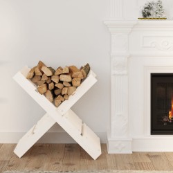 vidaXL Soporte de leña blanco madera maciza de pino 47x39,5x48 cm