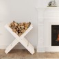 vidaXL Soporte de leña blanco madera maciza de pino 47x39,5x48 cm vidaXL Soporte de leña blanco madera maciza de pino 47x39,5x48 cm